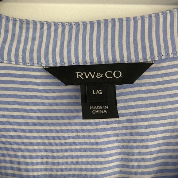 RW Blue & White Striped Linen Shirt - Picture 2 of 3